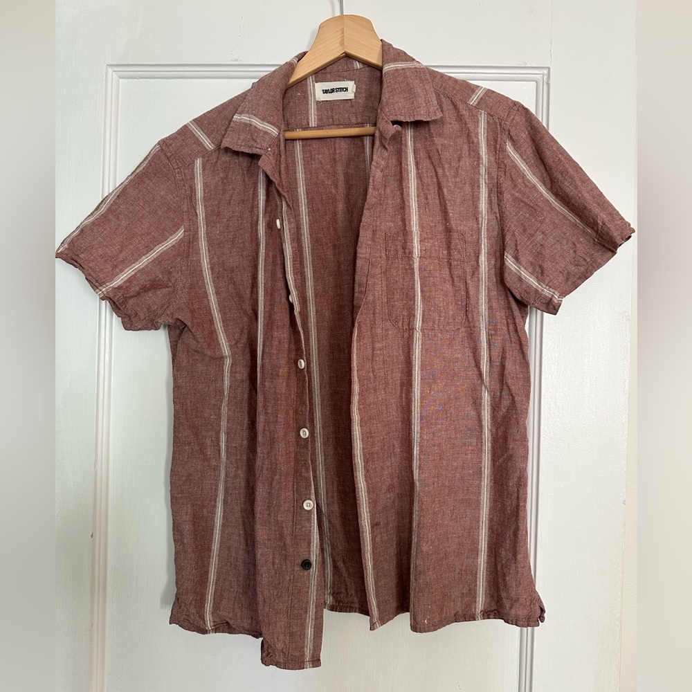 Taylor Stitch Short Sleeve Hawthorne Dried Fig Stripe - Picture 5 of 5